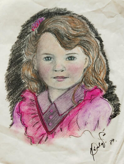 Boceto de niña / Chalk pastels on paper