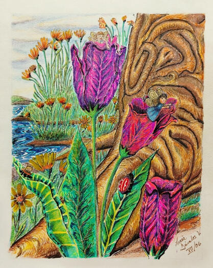 Flores / Glitter pens on paper