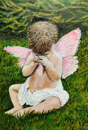 Ángel bebé llorando / Acrylic on canvas