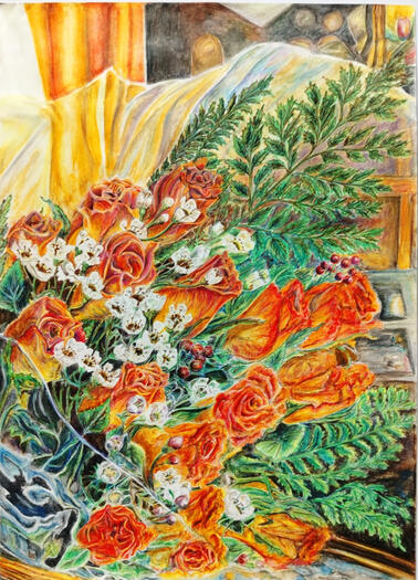 Ramo de flores / Color pencils on paper