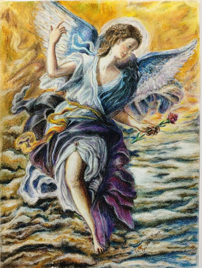 Angel barroco (Referencing another author) / Color pencils on paper